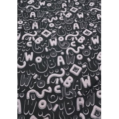 Viscose premium baw funto preto com lilas - Comprimento 2 m x Largura 1,47 m 